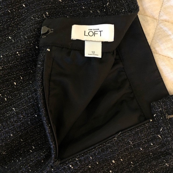 Loft Black Blue Tweed Skirt Size 12 EUC! - Picture 8 of 9